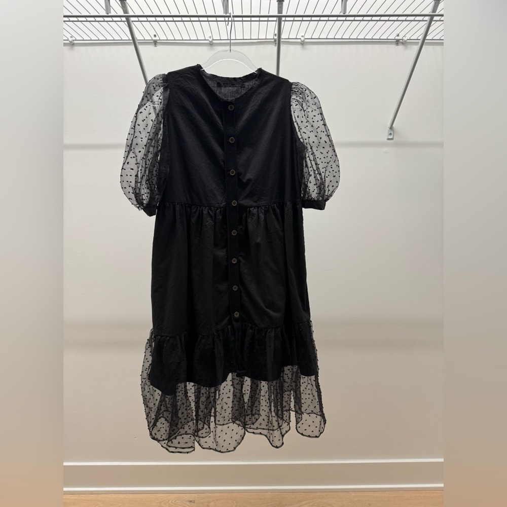 Little Creative Factory Goth Tulle Midi Dress Black Size 12